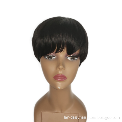 Short Pixie Cut None Lace Wig Human Hair Cheap Short Curly Wigs For Black Women Perruque Naturelle Courte
